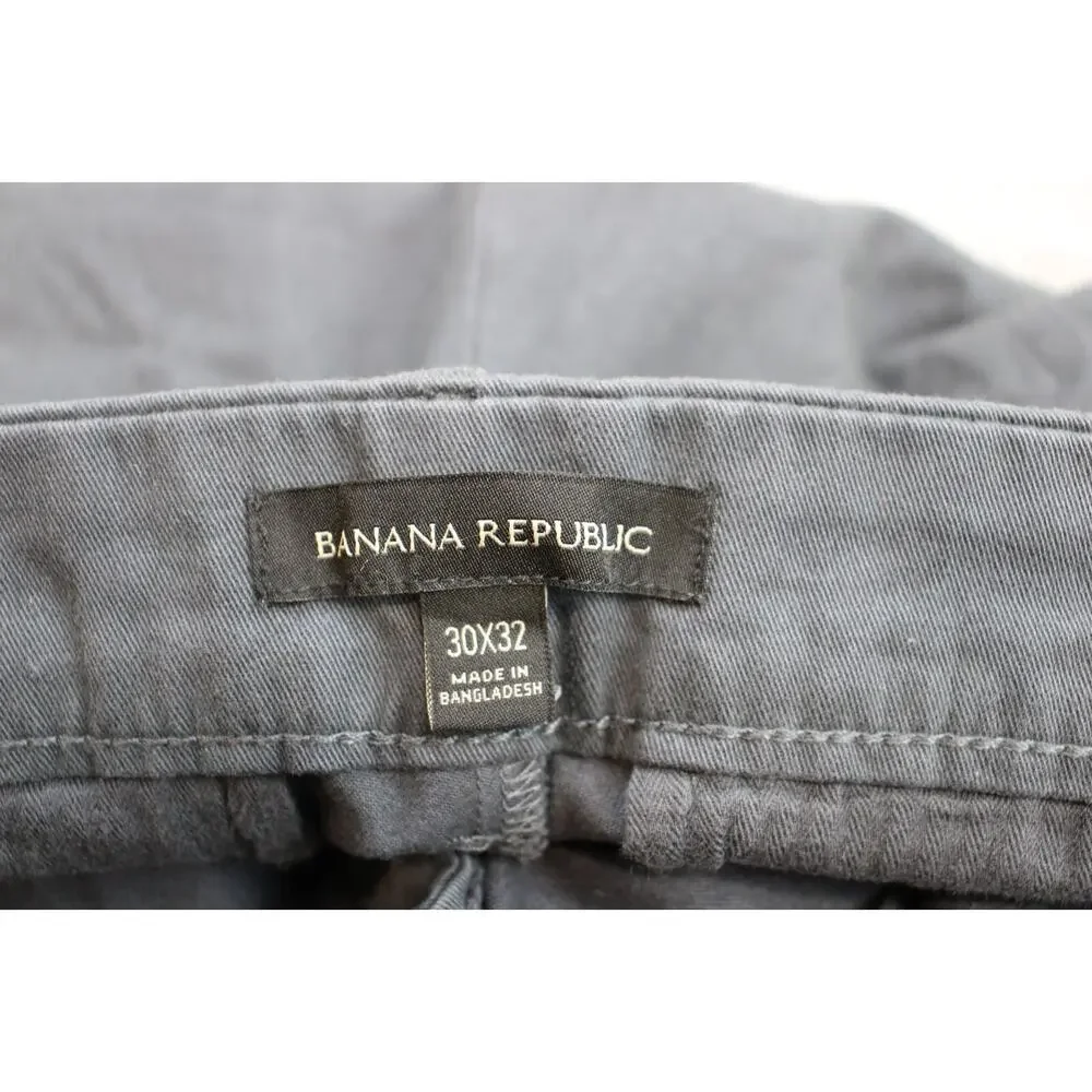 Banana Republic Pants Mens 30 X 32 Gray Chino Cotton‎ Blend Stretch Straight